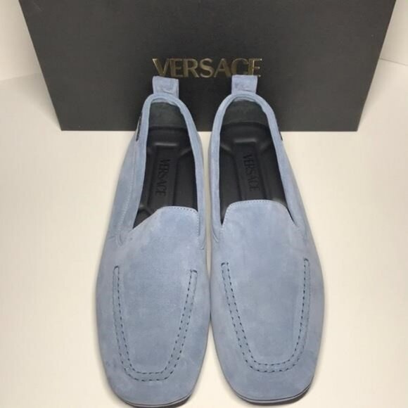 New Authentic Versace Villa Suede Driver Shoes – Blue (Size 47) - Picture 4 of 11